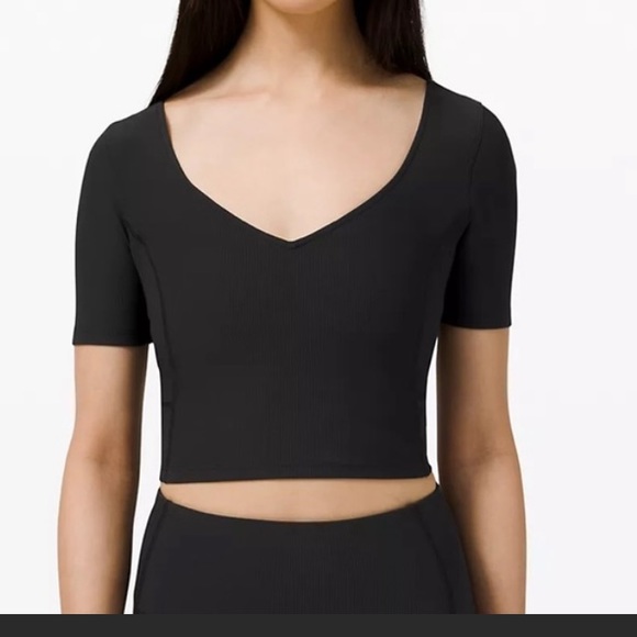 lululemon athletica Tops - Lululemon ribbed contour vneck yoga short sleeve shirt